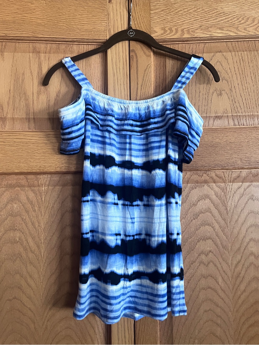 INC International Concepts Blue and Navy Tie-Dye Off-Shoulder‎ Top